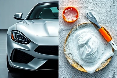 Contrast of shiny car exterior and intense cleaning labor